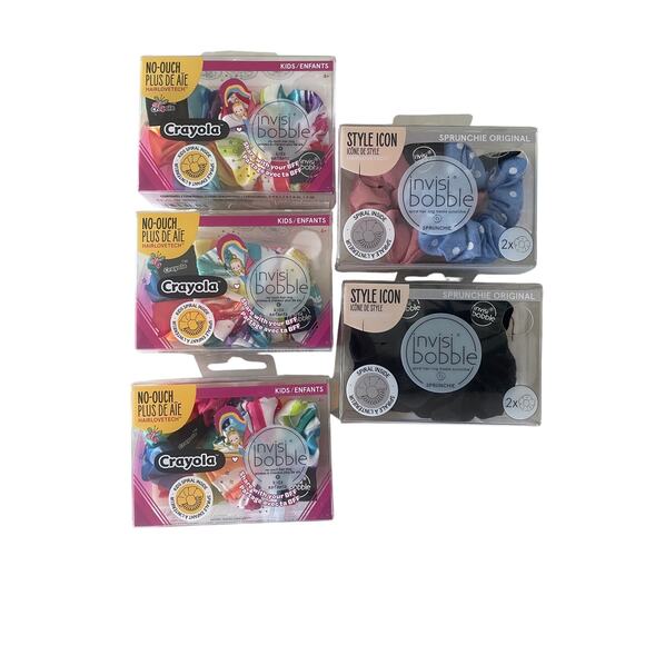 5 Pack 10 piece Invisibobble Spiral Hair Ring Tie Scrunchie Sprunchies Crayola - Picture 1 of 1